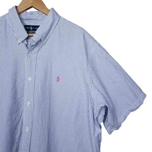 Ralph Lauren Men's Short Sleeve Button-Up Shirt Size XXL Classic Fit Stripes - Picture 7 of 14